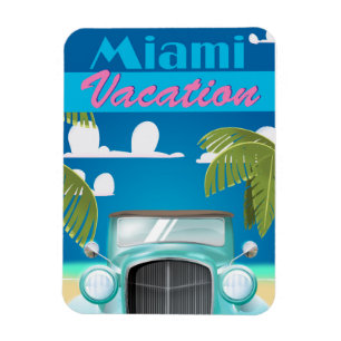 Miami Beach vacation USA vintage travel poster Magnet