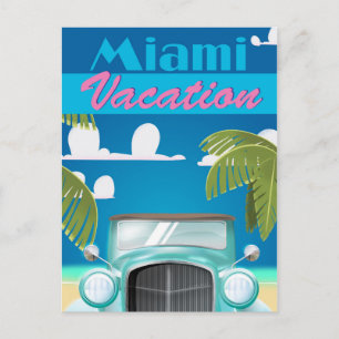 Miami Beach vacation USA vintage travel poster Postcard