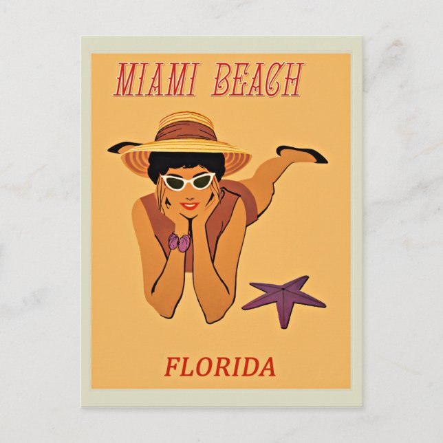 Miami Beach vintage travel poster Postcard (Front)