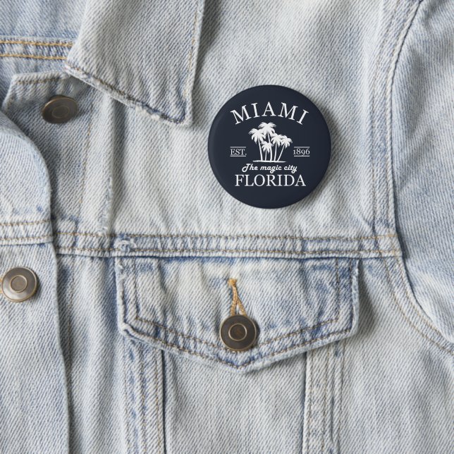 Miami City beach of Florida 2 Inch Round Button (In Situ)