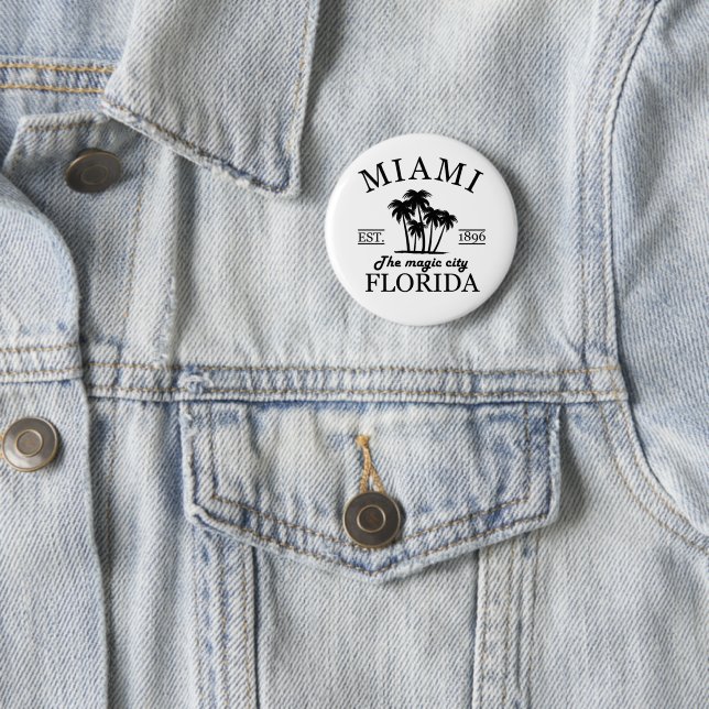Miami City beach of Florida 2 Inch Round Button (In Situ)