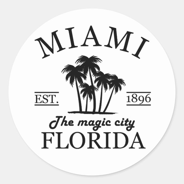 Miami City beach of Florida Classic Round Sticker (Front)