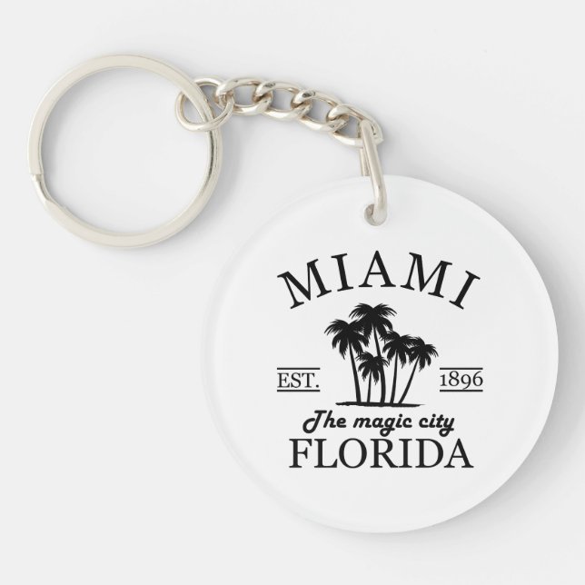 Miami City beach of Florida Keychain (Front)