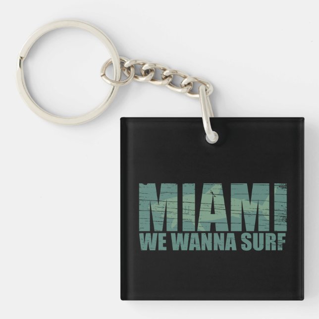 Miami city Florida blue Keychain (Front)