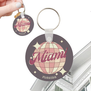 Miami City Florida holiday travel souvenir purple  Keychain