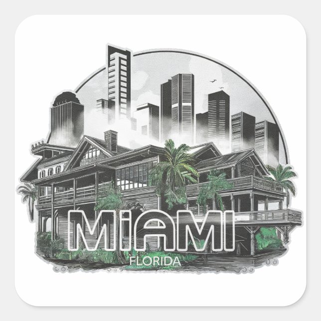 Miami City Florida USA Square Sticker (Front)