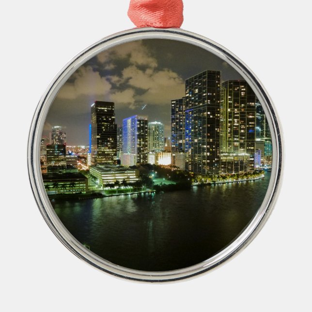 Miami Cityscape Metal Ornament (Front)