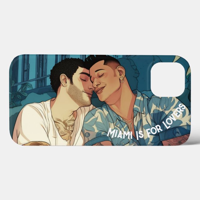 Miami Downtown Gay Men Cuddling Illustration Case-Mate iPhone Case (Back (Horizontal))