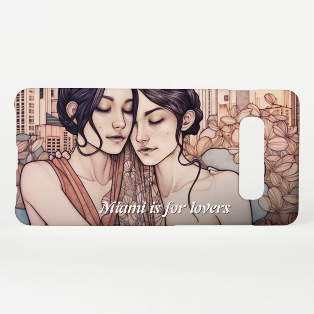 Miami Downtown Women Cuddling Lesbians Drawing Samsung Galaxy Case (Back Horizontal)