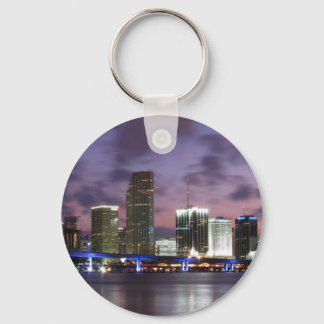 Miami Evening Skyline Keychain