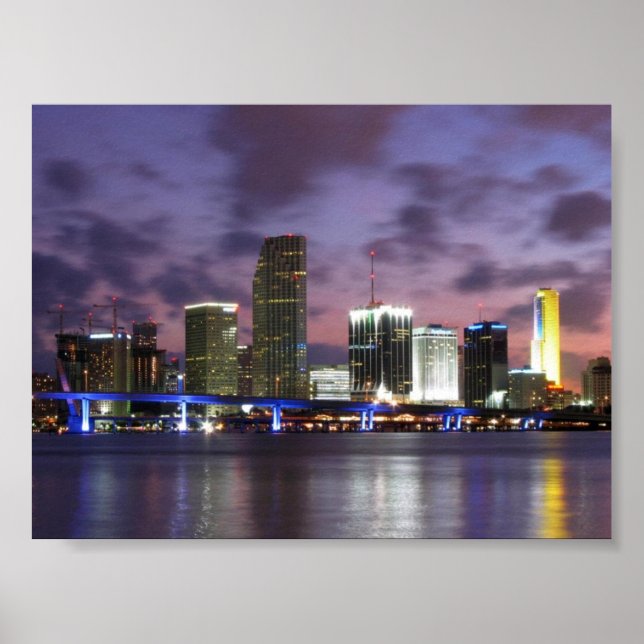 Miami Evening Skyline Poster (Front)