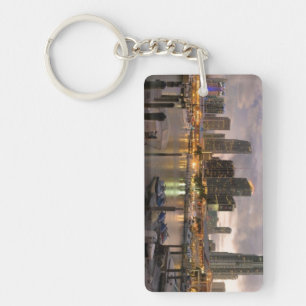 Miami financial skyline at dusk keychain
