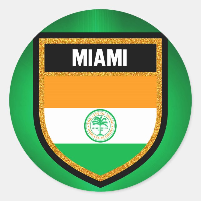 Miami Flag Classic Round Sticker (Front)