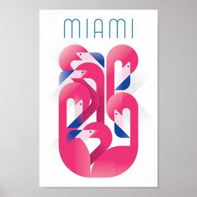 Miami Flamingo Colour Poster (Front)