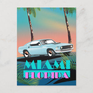 Miami Florida 1980s travel poster Postcard