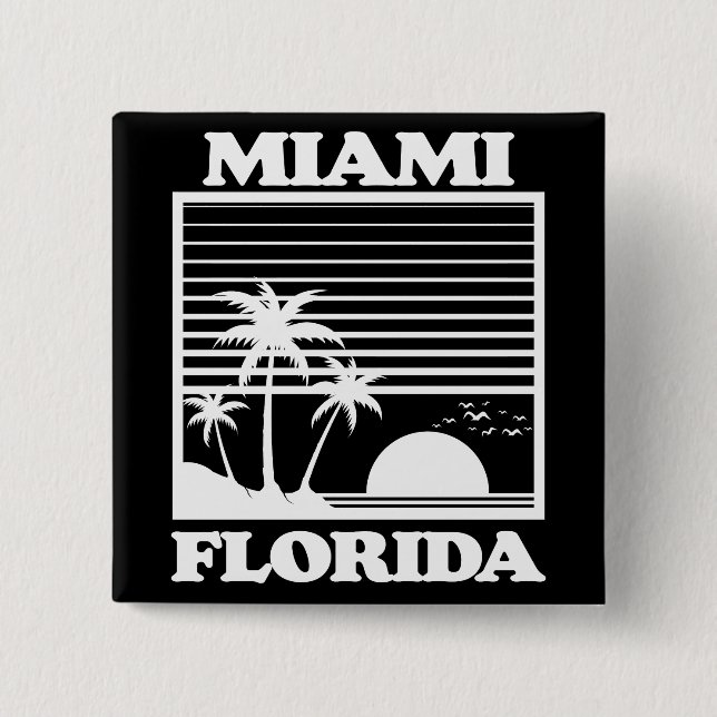 Miami,Florida 2 Inch Square Button (Front)