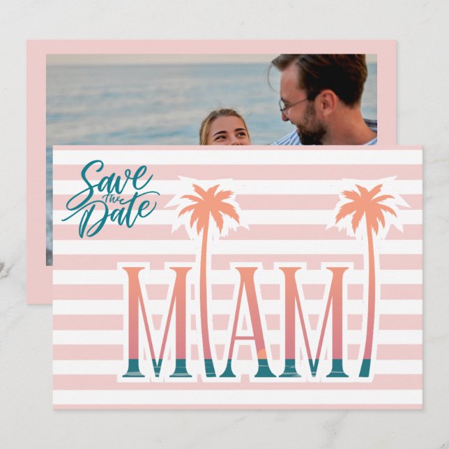 Miami Florida Beach Wedding Photo Save the date (Front/Back)