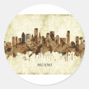 Miami Florida Cityscape Classic Round Sticker