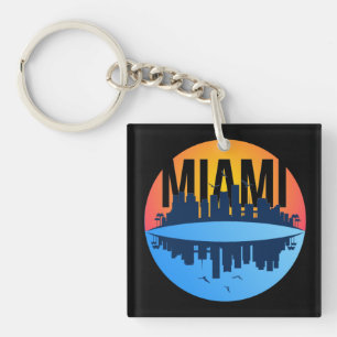 Miami Florida Cityscape Skyline Photo Keychain