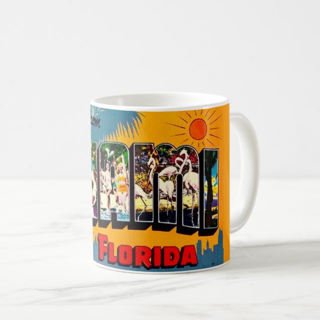 Miami Florida Colourful Postcard Mug (Front Right)