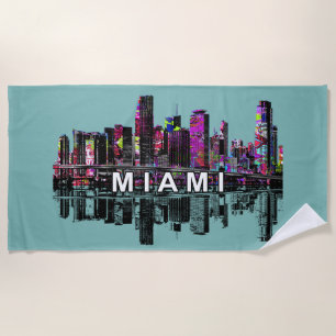 Miami, Florida covered in graffiti  Beach Towel