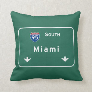 Miami Florida fl Interstate Highway Freeway : Throw Pillow