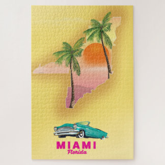 Miami Florida illustrated map poster Jigsaw Puzzle