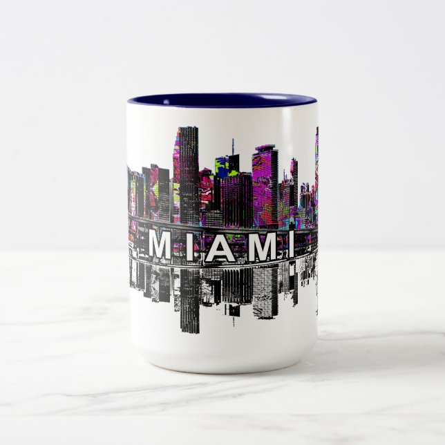 Miami, Florida in graffiti Two-Tone Coffee Mug (Center)