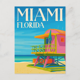 Miami Florida Lifeguard Stand Beach Postcard