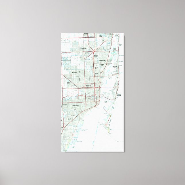 Miami Florida Map (1981) Canvas Print (Front)