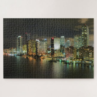 Miami Florida Night Time Skyline Jigsaw Puzzle