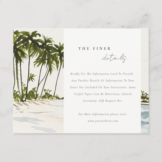 Miami Florida Palm Landscape Wedding Details Enclosure Card (Front)