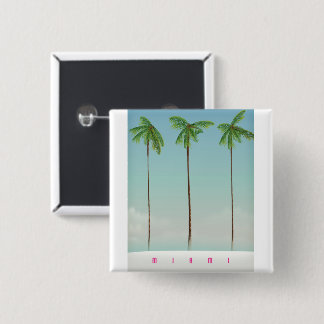 Miami, florida palm travel poster. 2 inch square button