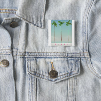 Miami, florida palm travel poster. 2 inch square button