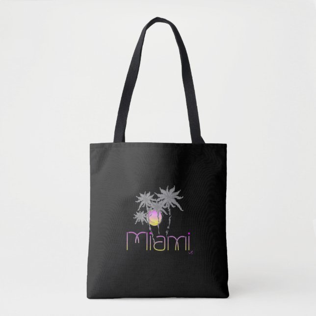 Miami, Florida, Palms, Grey, Cool Tote Bag (Front)