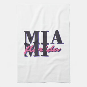 Miami Florida – Retro Bold Typography Graphic Kitchen Towel