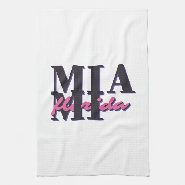 Miami Florida – Retro Bold Typography Graphic Kitchen Towel (Vertical)