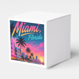Miami Florida Retro Neon Sunset Travel Favor Box