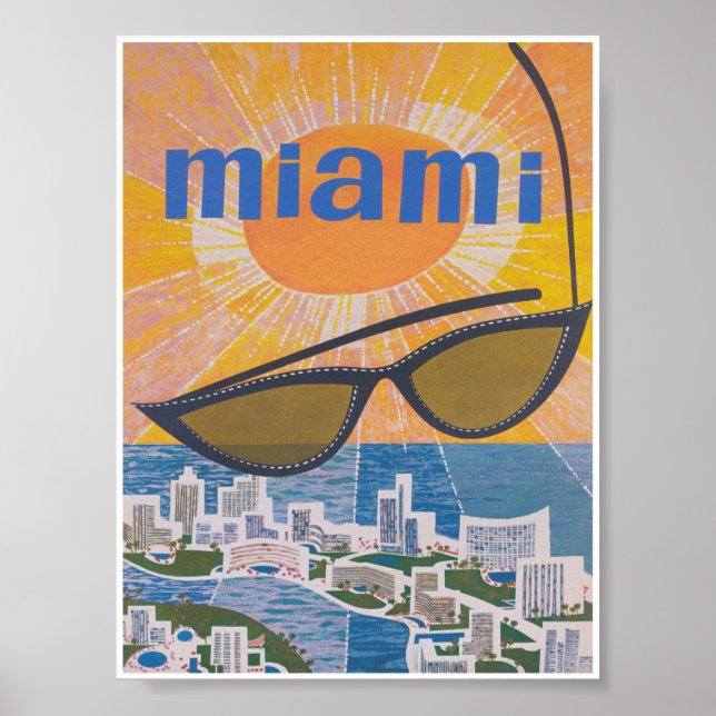 Miami Florida Retro Vintage Travel Poster (Front)