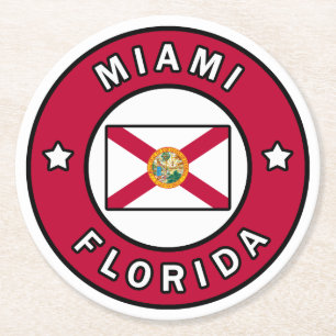 Miami Florida Round Paper Coaster