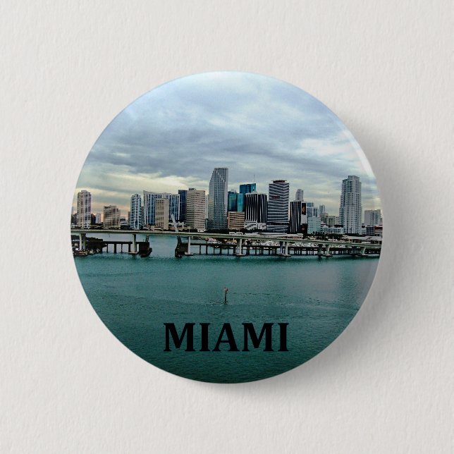 Miami Florida Skyline 2 Inch Round Button (Front)