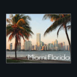 Miami Florida Skyline and Harbour At Night- USA Postcard<br><div class="desc">Welcome to Miami, Florida! Miami offers an unparalleled multicultural experience, all against a beautiful ocean backdrop. This fun postcard features an early morning sunrise view of the beautiful Miami Skyline and harbour. Florida Travel Postcards are fun and can be used for many occasions such as: Vacation souvenirs Business promotional campaigns...</div>
