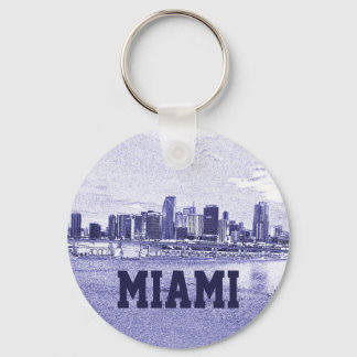 Miami, Florida Skyline Pencil Drawing Keychain