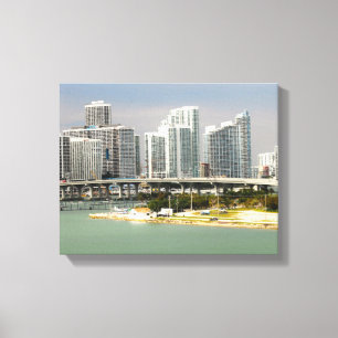 Miami Florida, Skyline, Tall buildings, Bridge Canvas Print