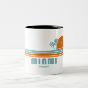 Miami Florida Sun Palm Trees Two-Tone Coffee Mug