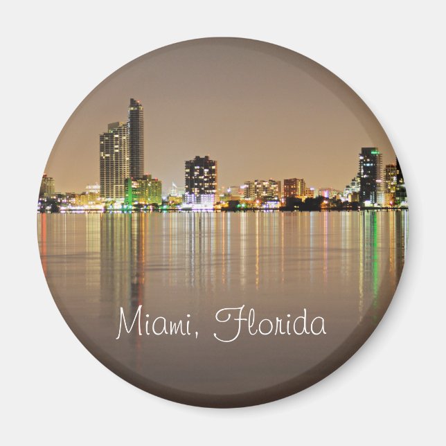 Miami, Florida, the Magic City at night Magnet (Front)