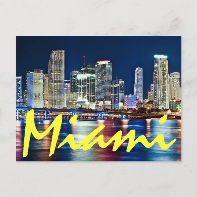 Miami, Florida, The Magic City at night. Postcard (Front)
