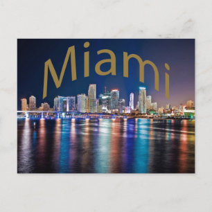 Miami, Florida, The Magic City at night. Postcard