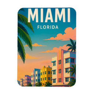 Miami Florida Tropical Waterfront Skyline Magnet