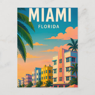 Miami Florida Tropical Waterfront Skyline Postcard